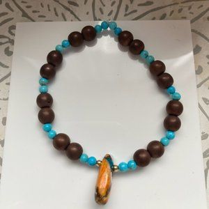 Turquoise Magnesite with Spiny Oyster pendant